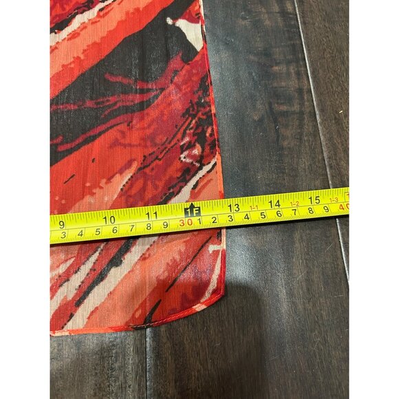 Rectangle Abstract Print Scarf  Red Black Lightweight Shawl Wrap Polyester - Picture 7 of 9